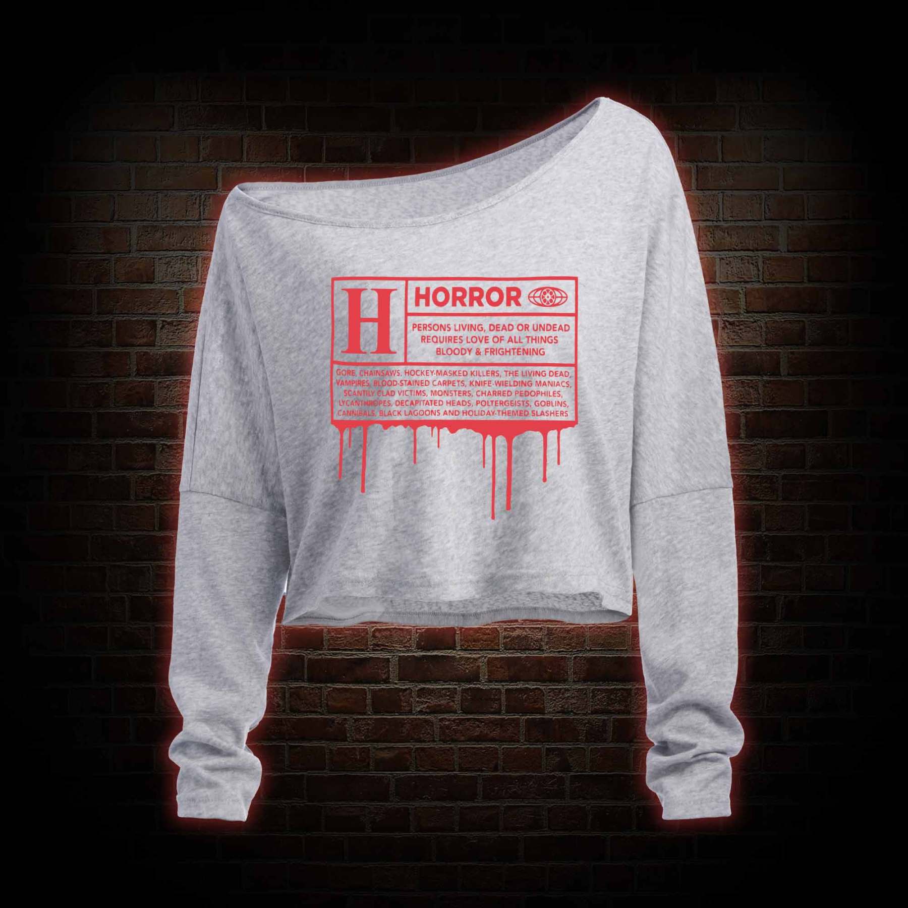 Horror Rating Off Shoulder Long Sleeve Top