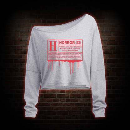 Horror Rating Off Shoulder Long Sleeve Top
