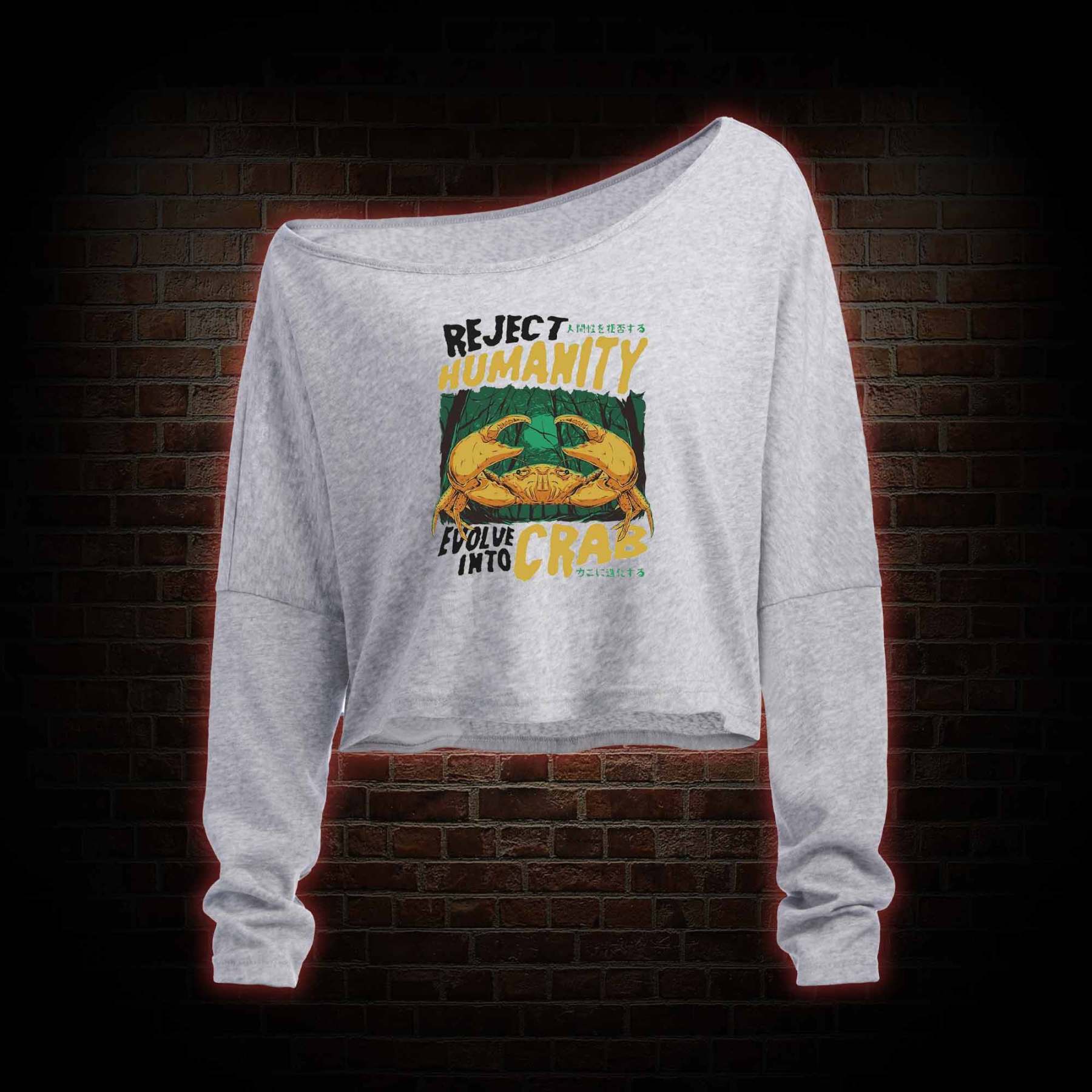 Reject Humanity Crab Off Shoulder Long Sleeve Top