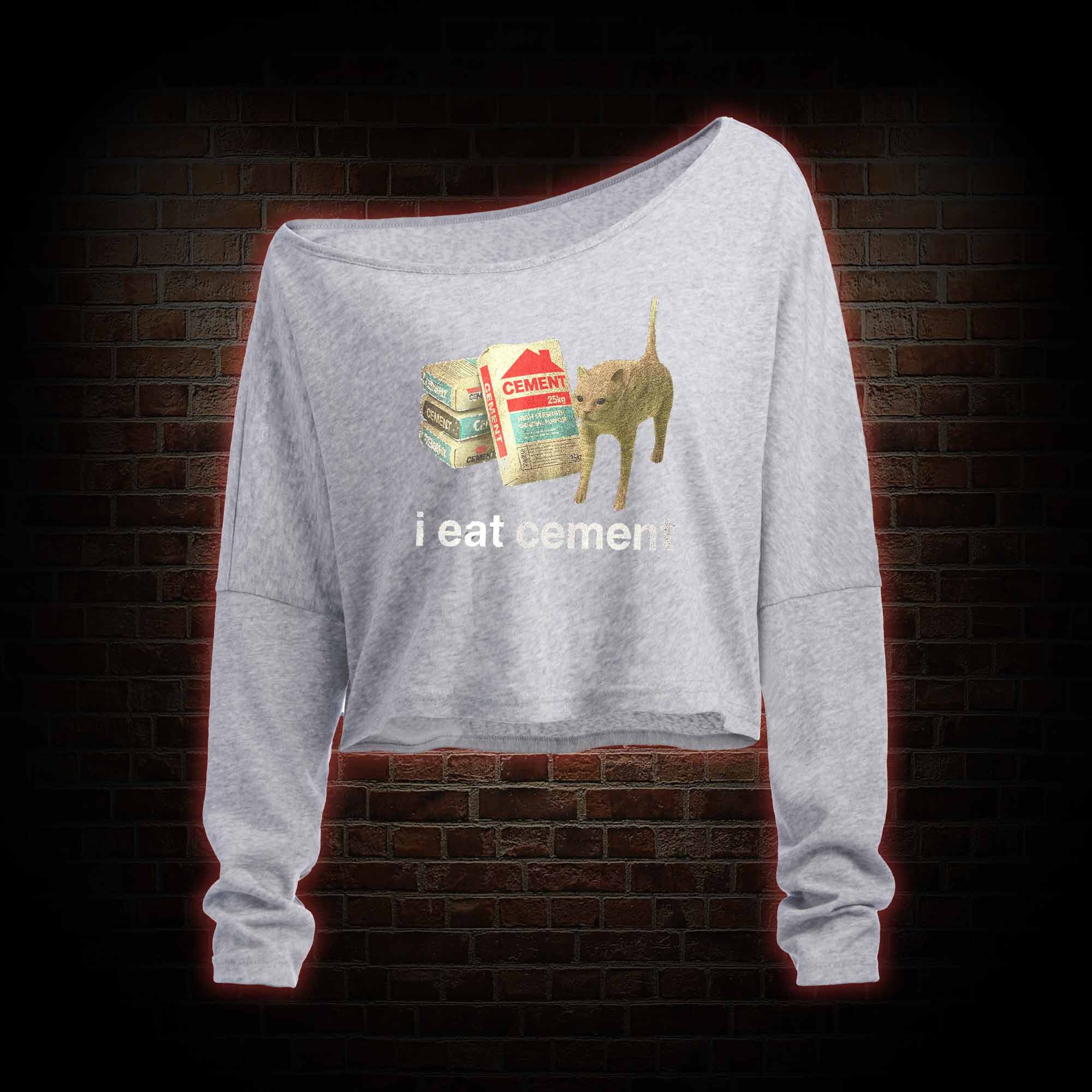 I Eat Cement Off Shoulder Long Sleeve Top