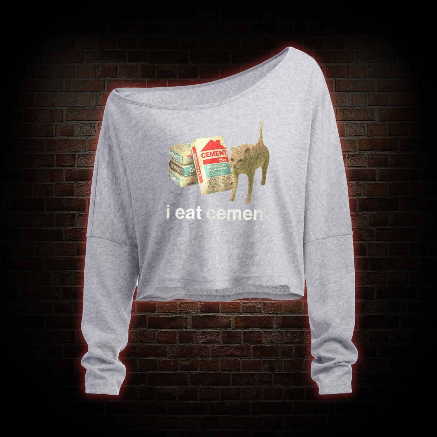 I Eat Cement Off Shoulder Long Sleeve Top