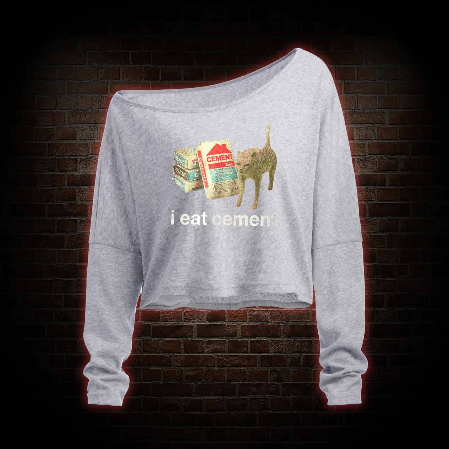I Eat Cement Off Shoulder Long Sleeve Top