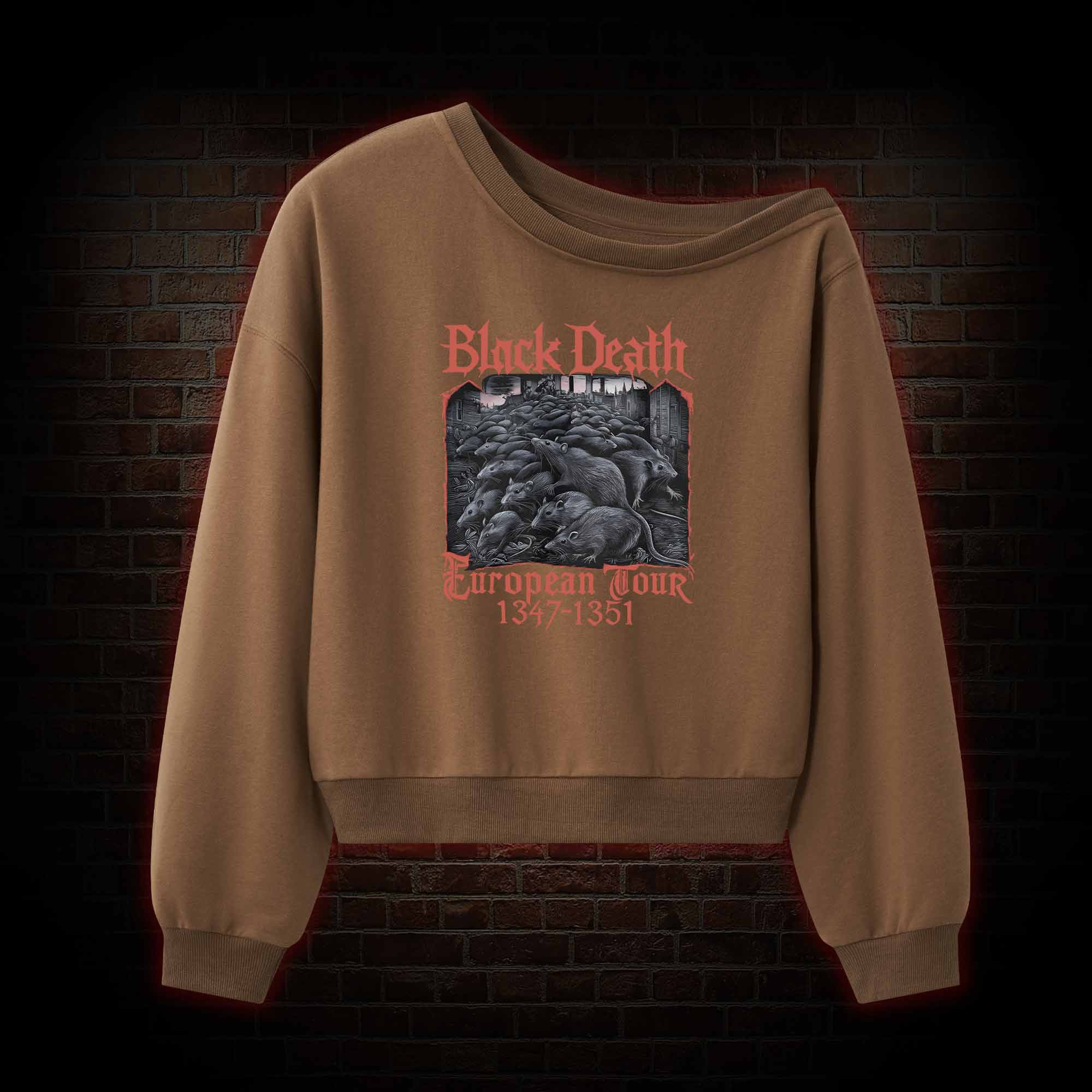 Vintage Black Death European Tour Off Shoulder Sweatshirt