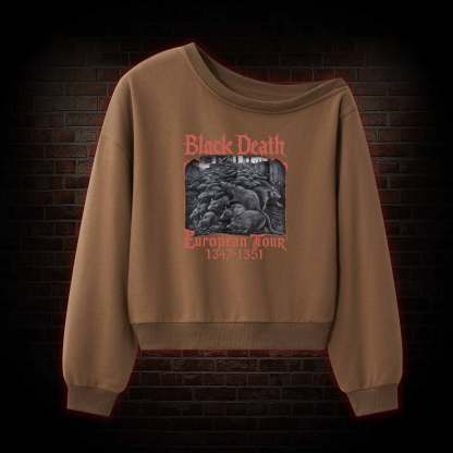 Vintage Black Death European Tour Off Shoulder Sweatshirt