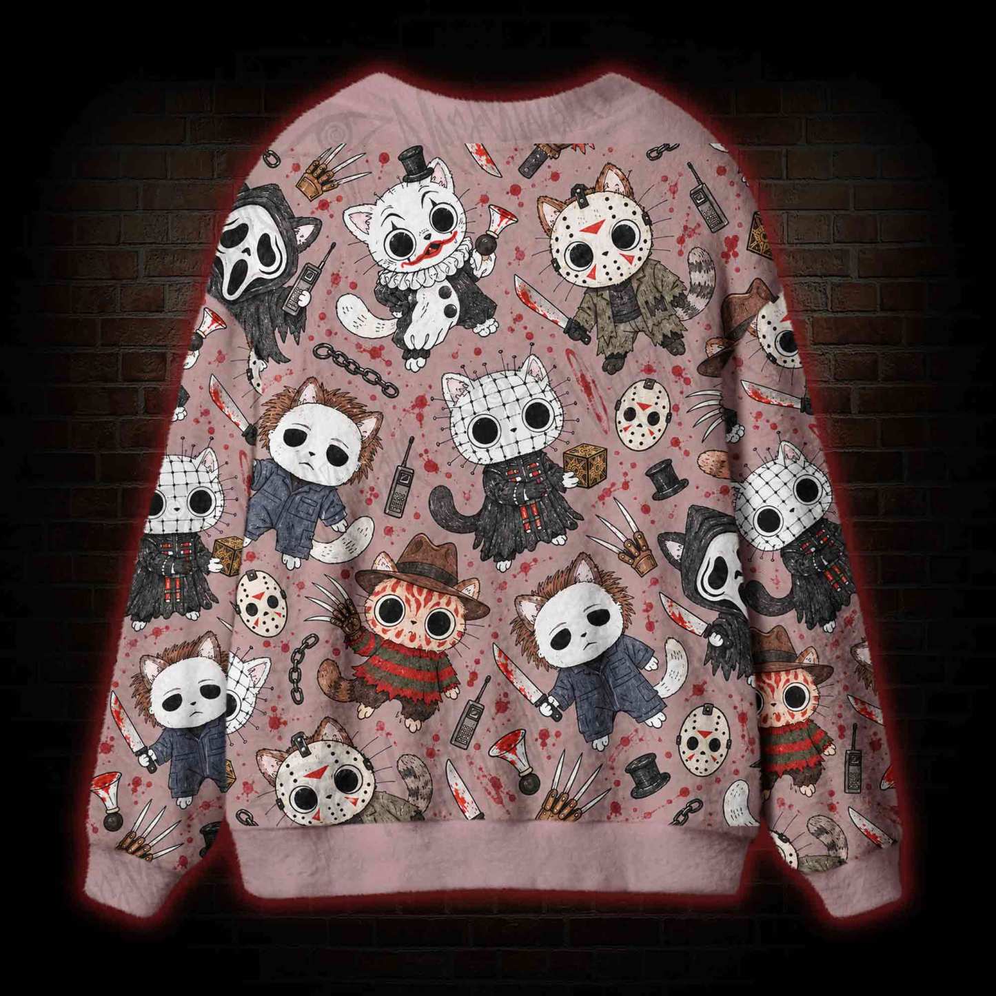 Cute Horror Slasher Cats Cardigan Sweater