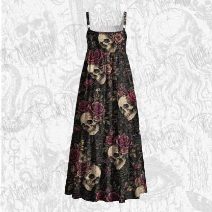 Gothic Rose Wide Straps Maxi Dress