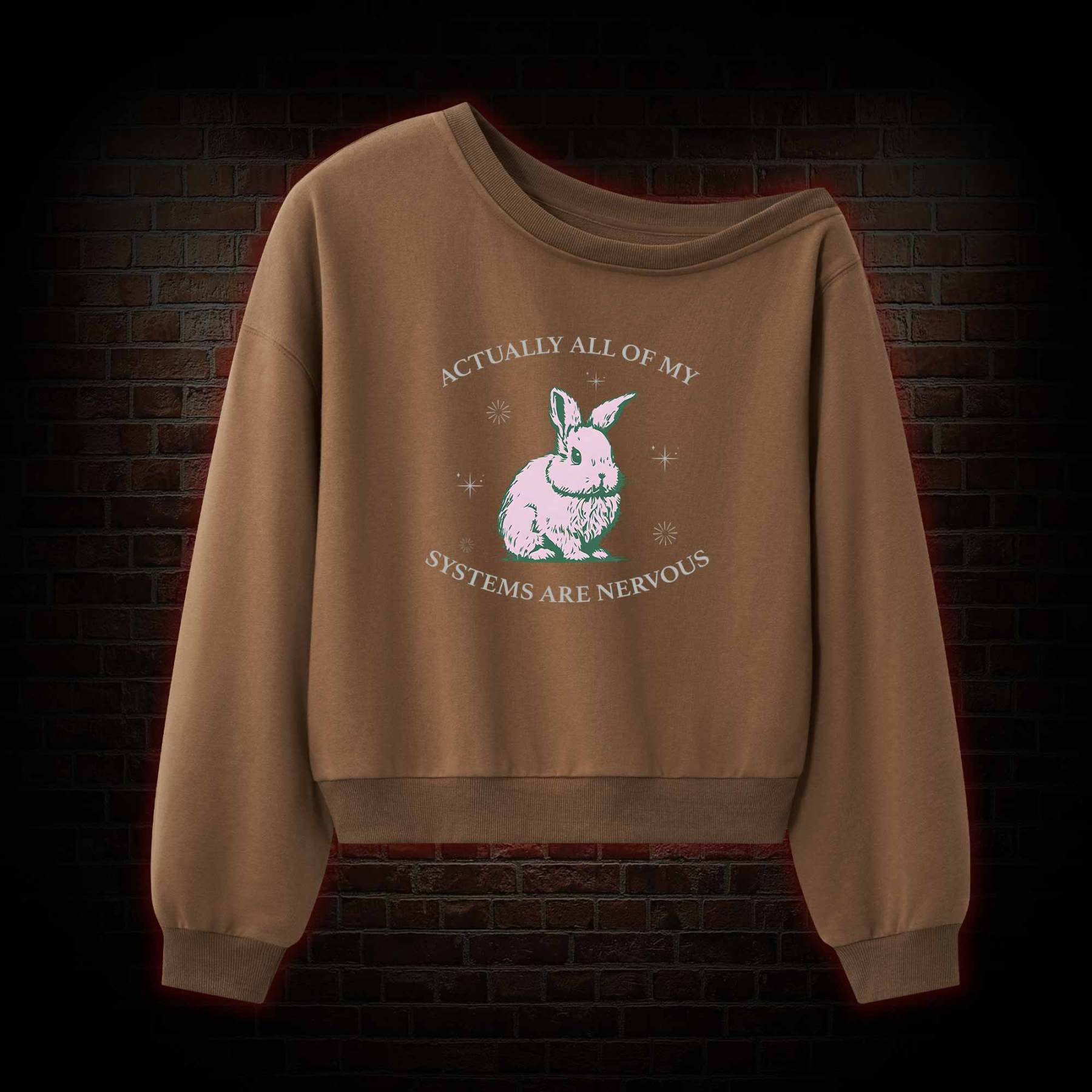 Actually All Of My Systems Are Nervous Off Shoulder Sweatshirt