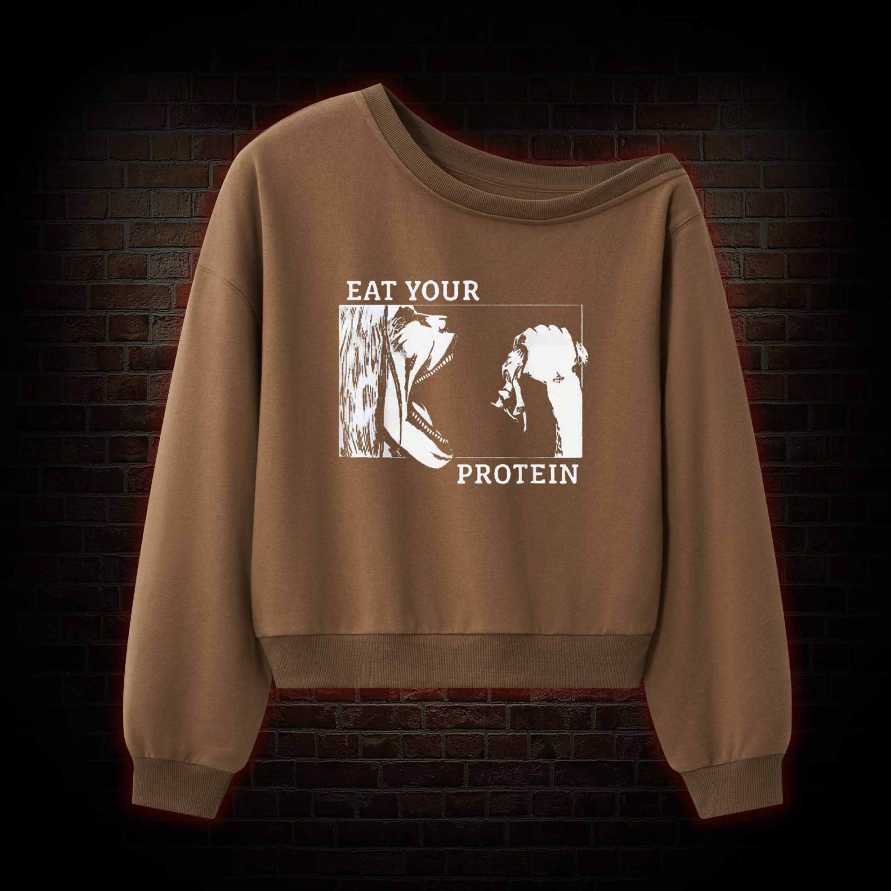 Eat Your Protein Off Shoulder Sweatshirt