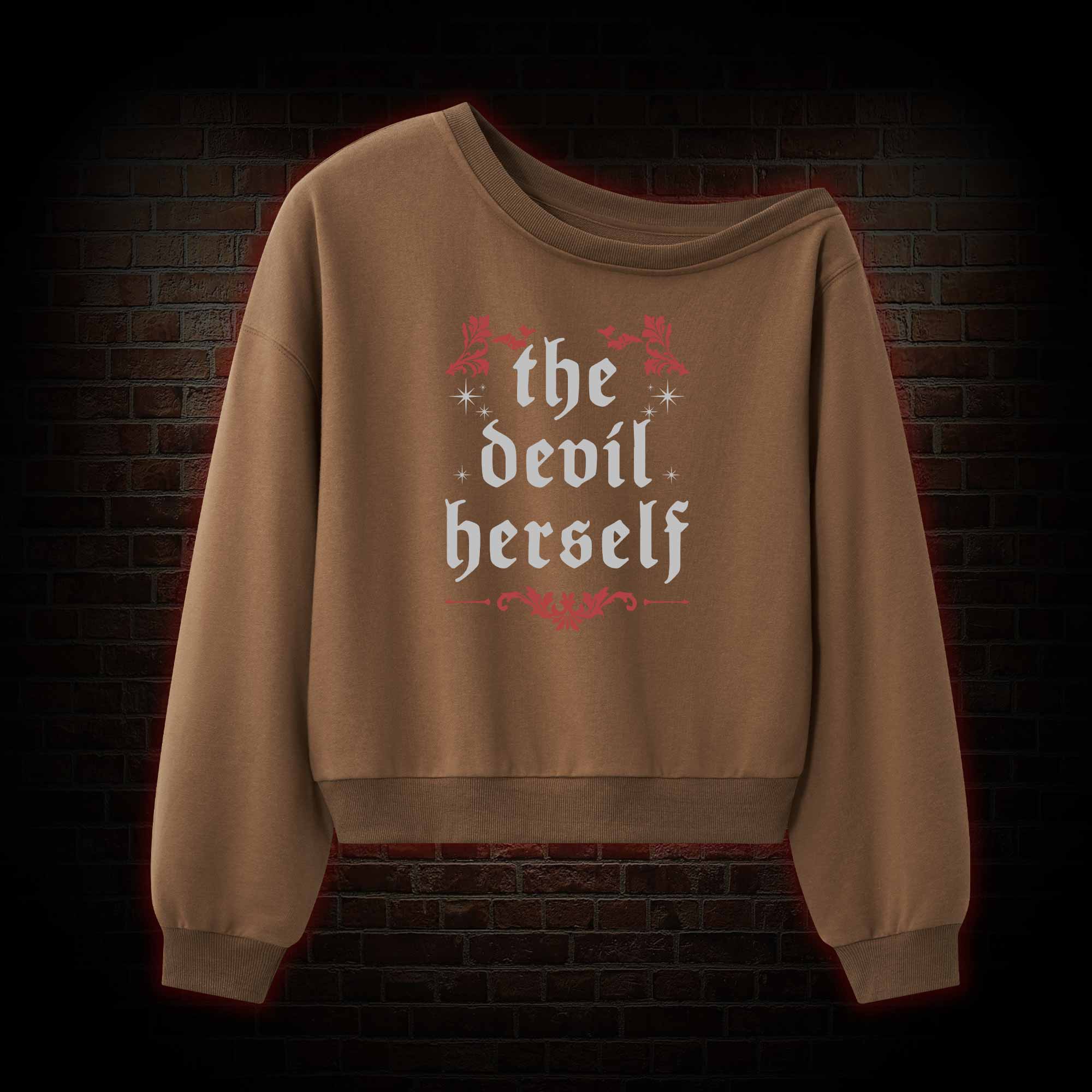 The Devil Herself Greek mythology Off Shoulder Sweatshirt