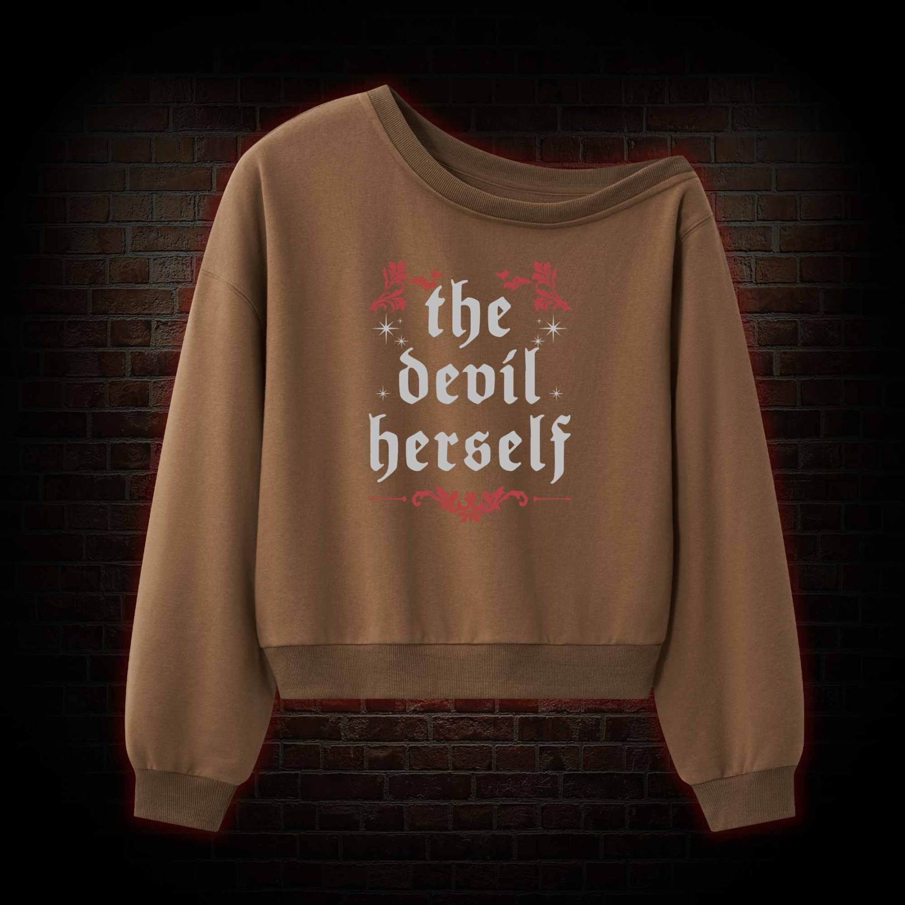 The Devil Herself Greek mythology Off Shoulder Sweatshirt