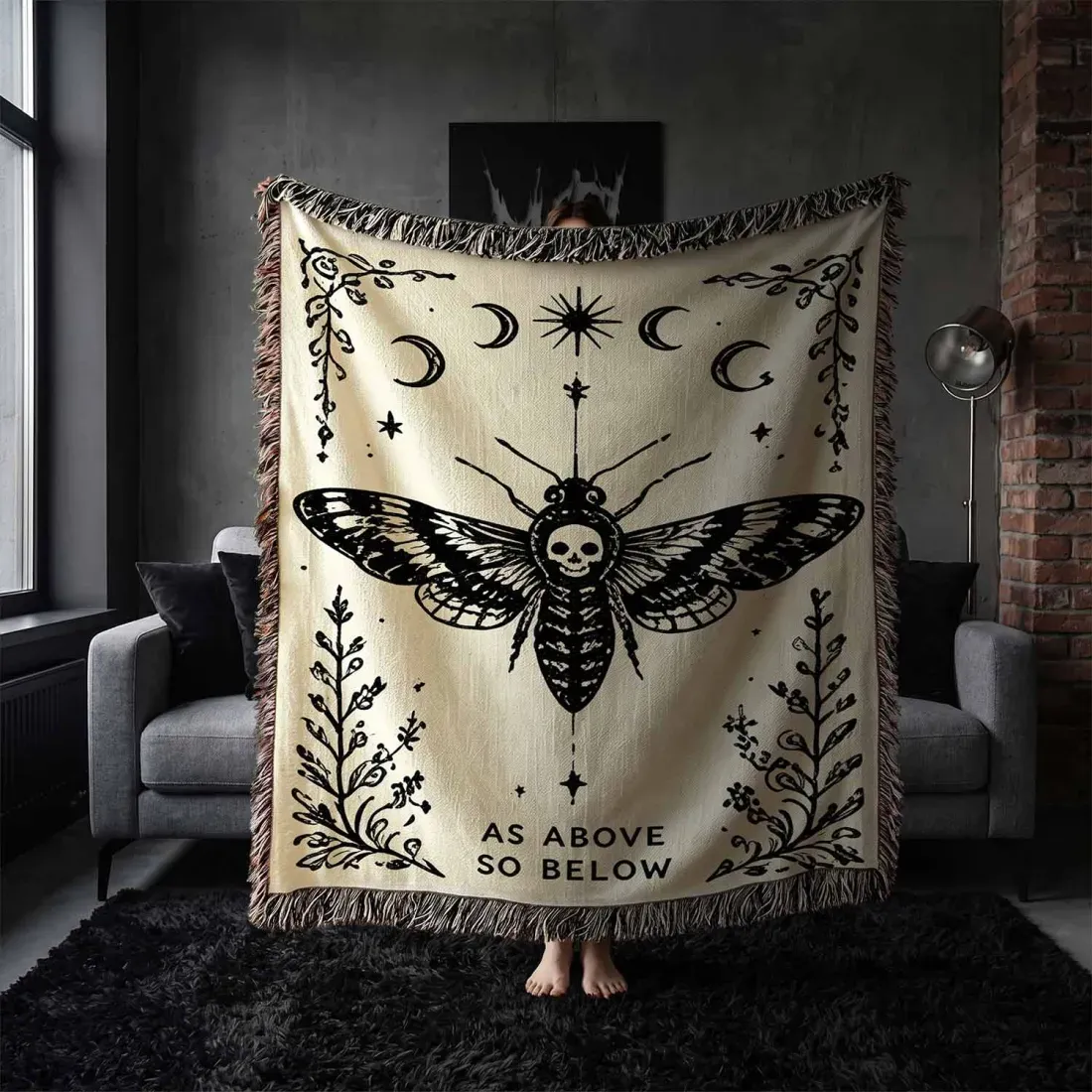 Table Runner&Halloween Banner&Garden Flag&Woven Throw Blanket Set