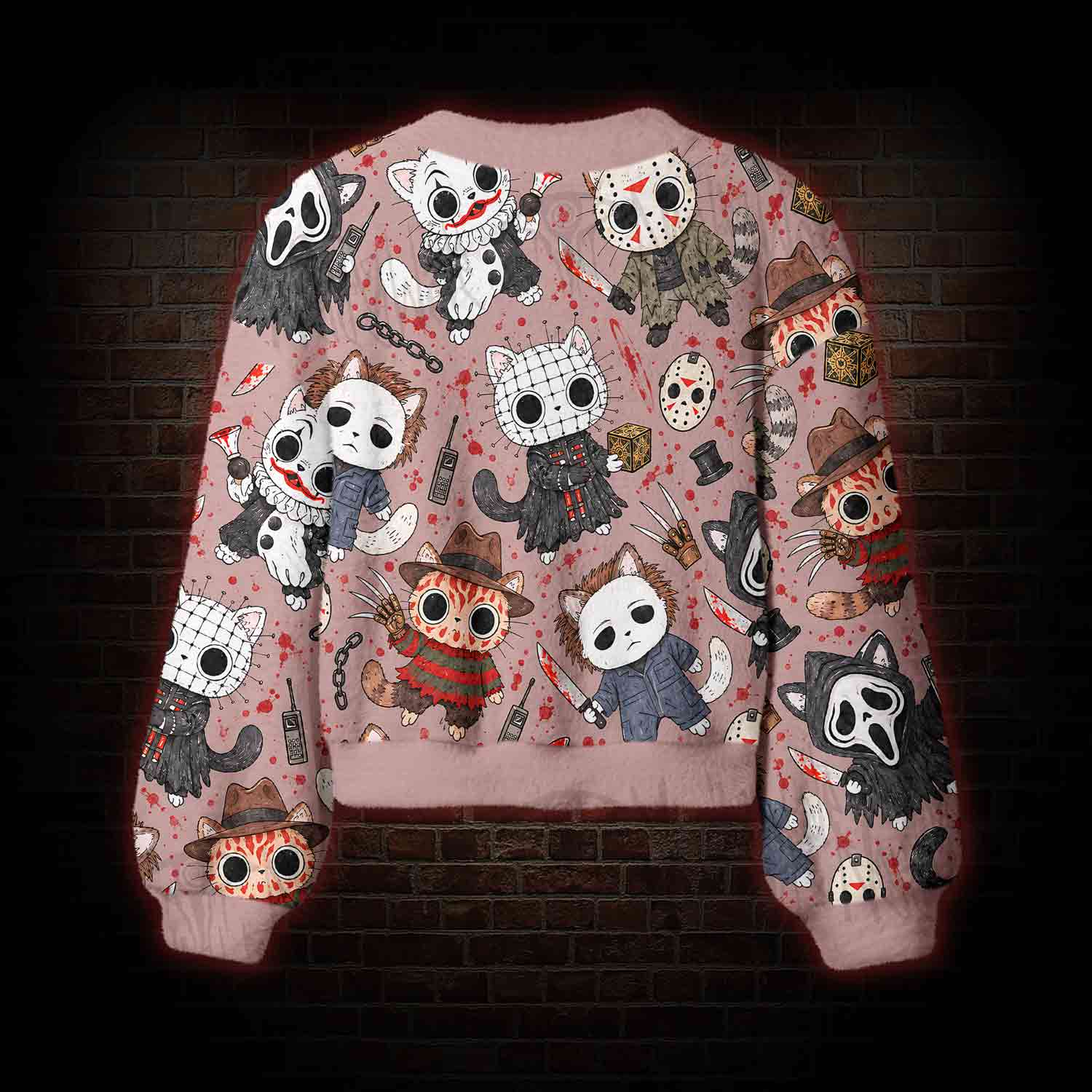 Cute Horror Slasher Cats Women's Cardigan Sweater