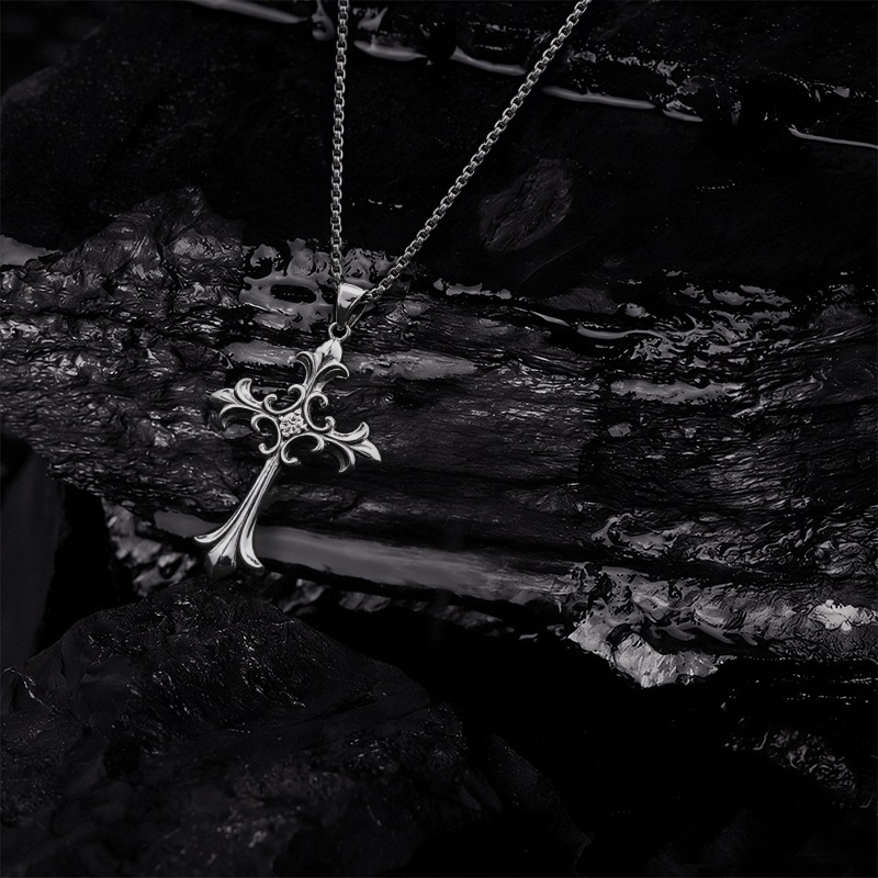 Gothic Fleur Cross Necklace
