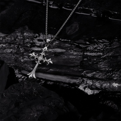 Gothic Fleur Cross Necklace