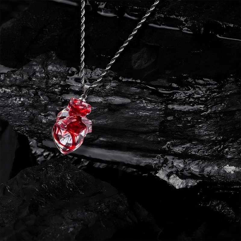 Crimson Crystal Heart Necklace