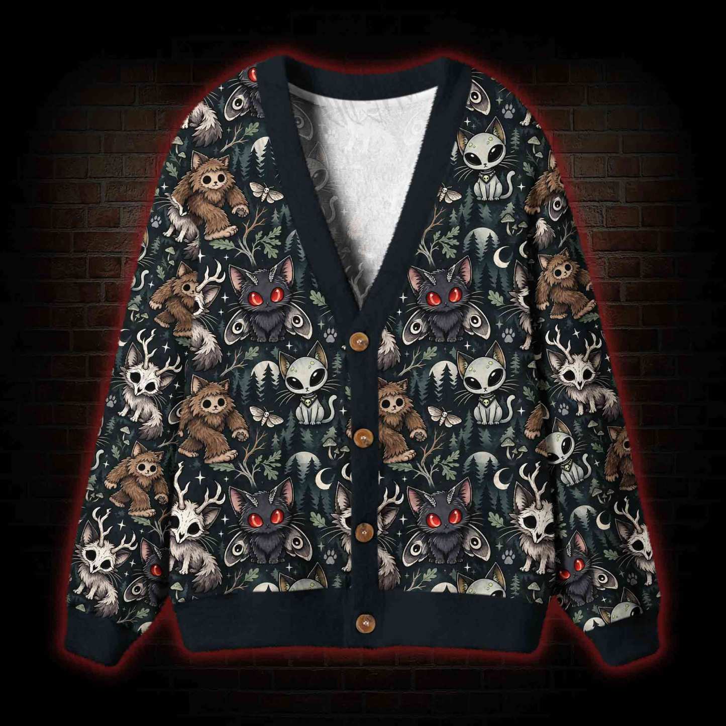 Spooky Cryptids Cardigan Sweater