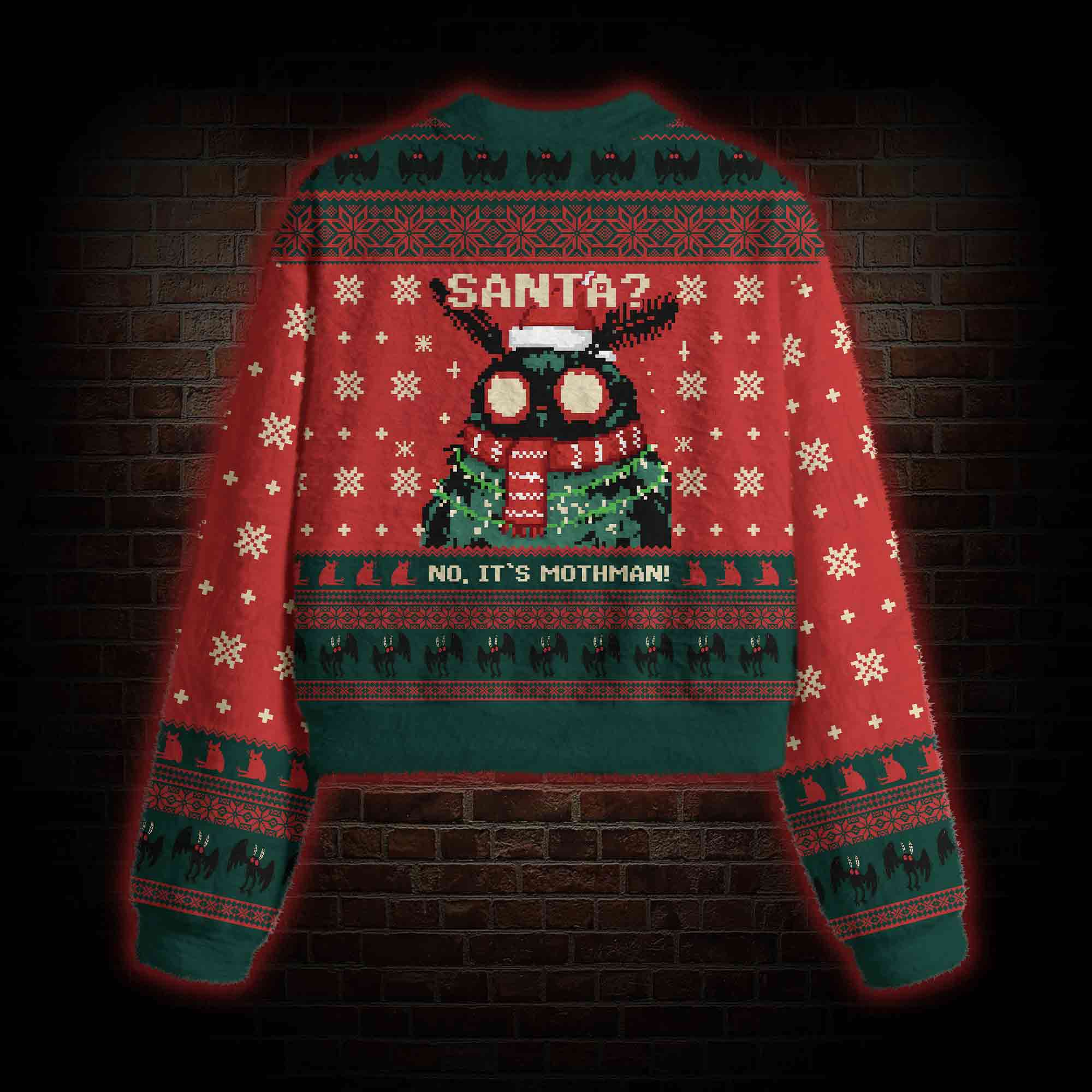 Santa? No It's Mothman Women's Cropped Ugly Sweatshirt