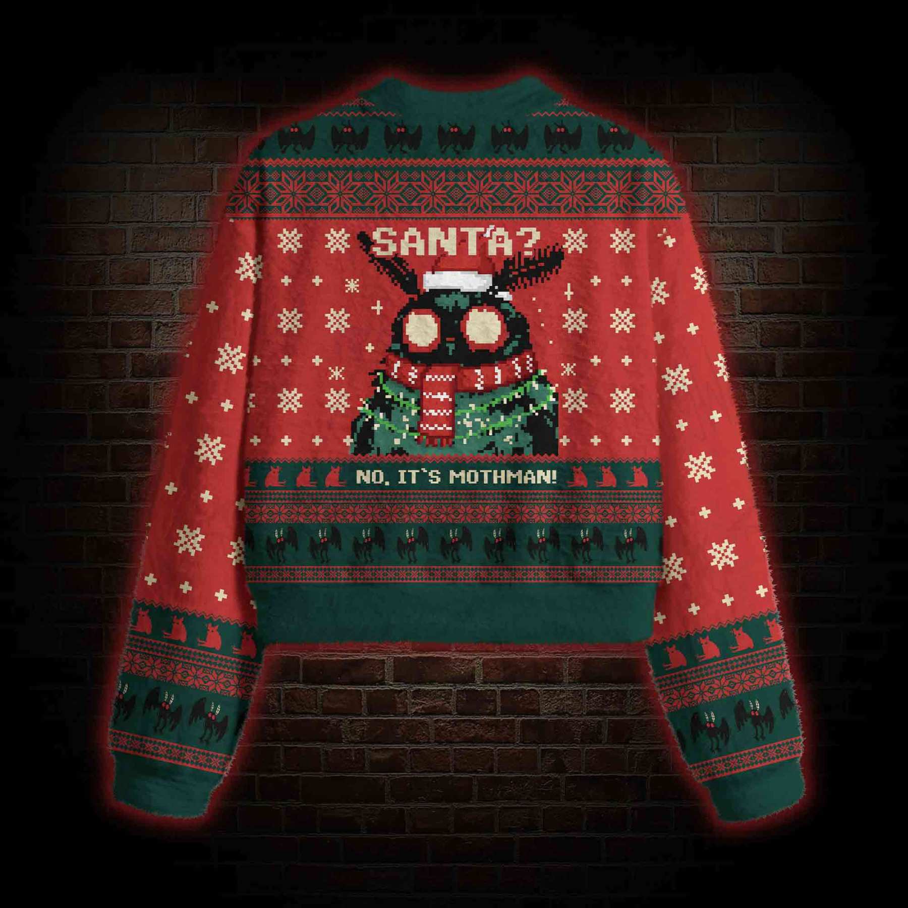 Santa? No It's Mothman Women's Cropped Ugly Sweatshirt