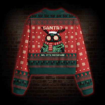 Santa? No It's Mothman Women's Cropped Ugly Sweatshirt