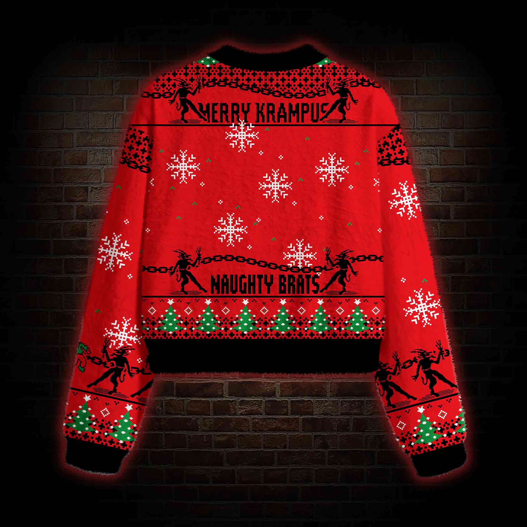 Merry Krampus Naughty Brats Women's Cropped Ugly Sweatshirt