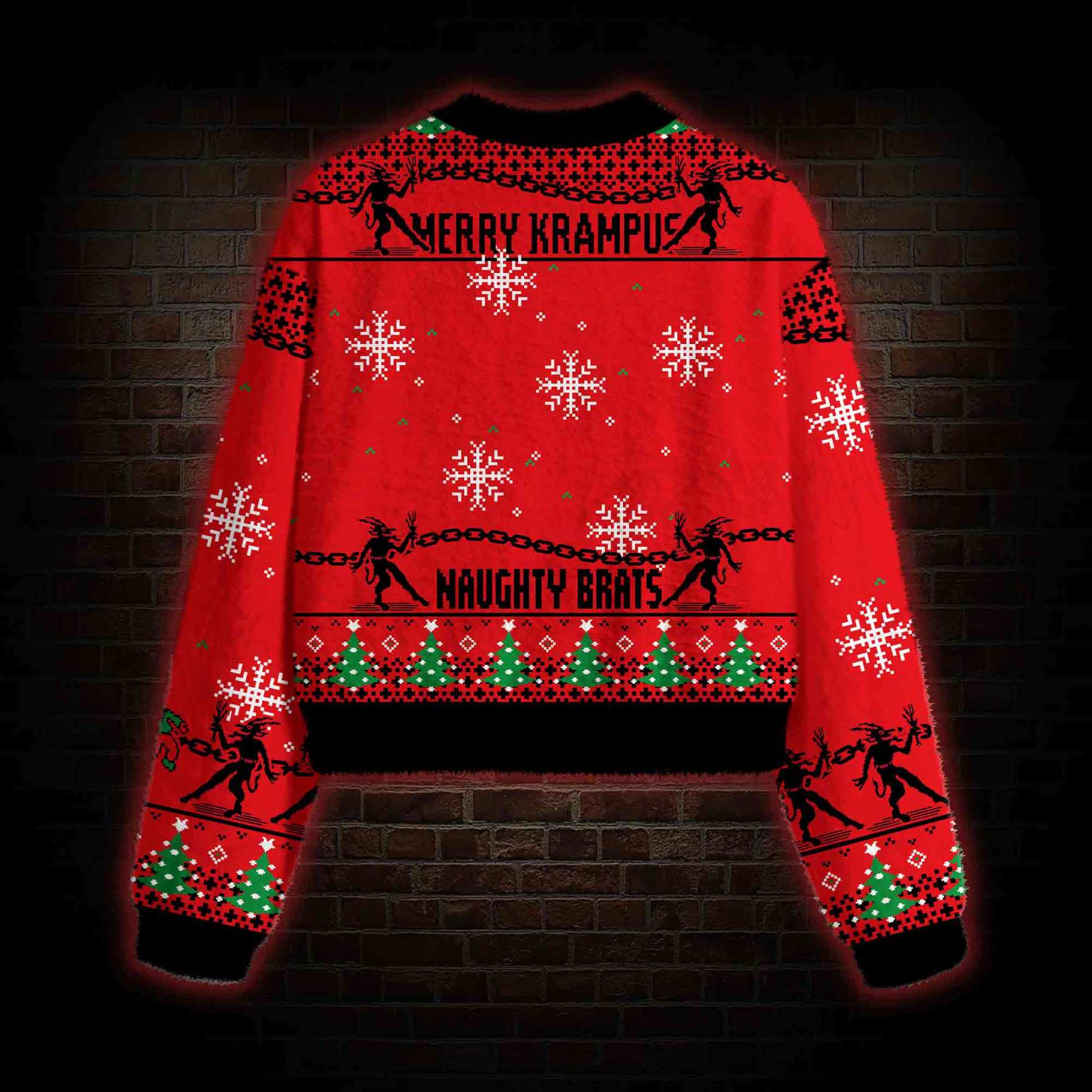 Merry Krampus Naughty Brats Women's Cropped Ugly Sweatshirt