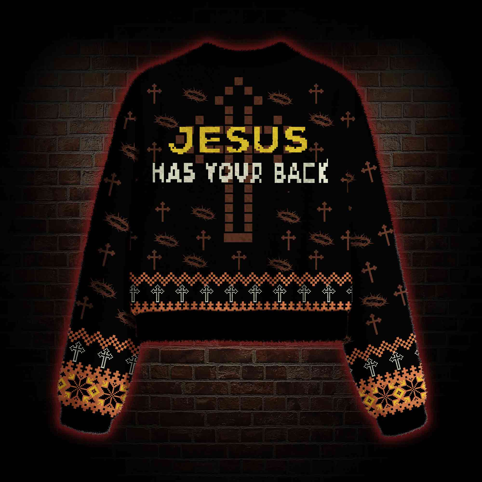 Jesus has Your Back Women's Cropped Ugly Sweatshirt