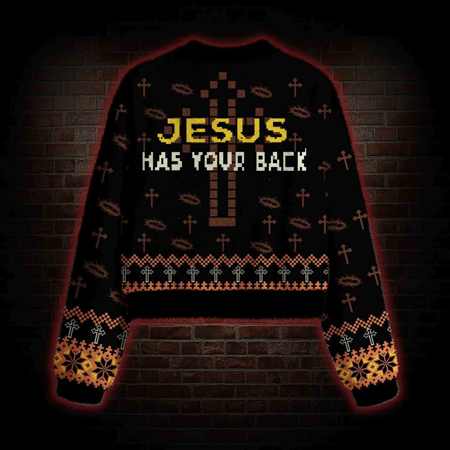 Jesus has Your Back Women's Cropped Ugly Sweatshirt
