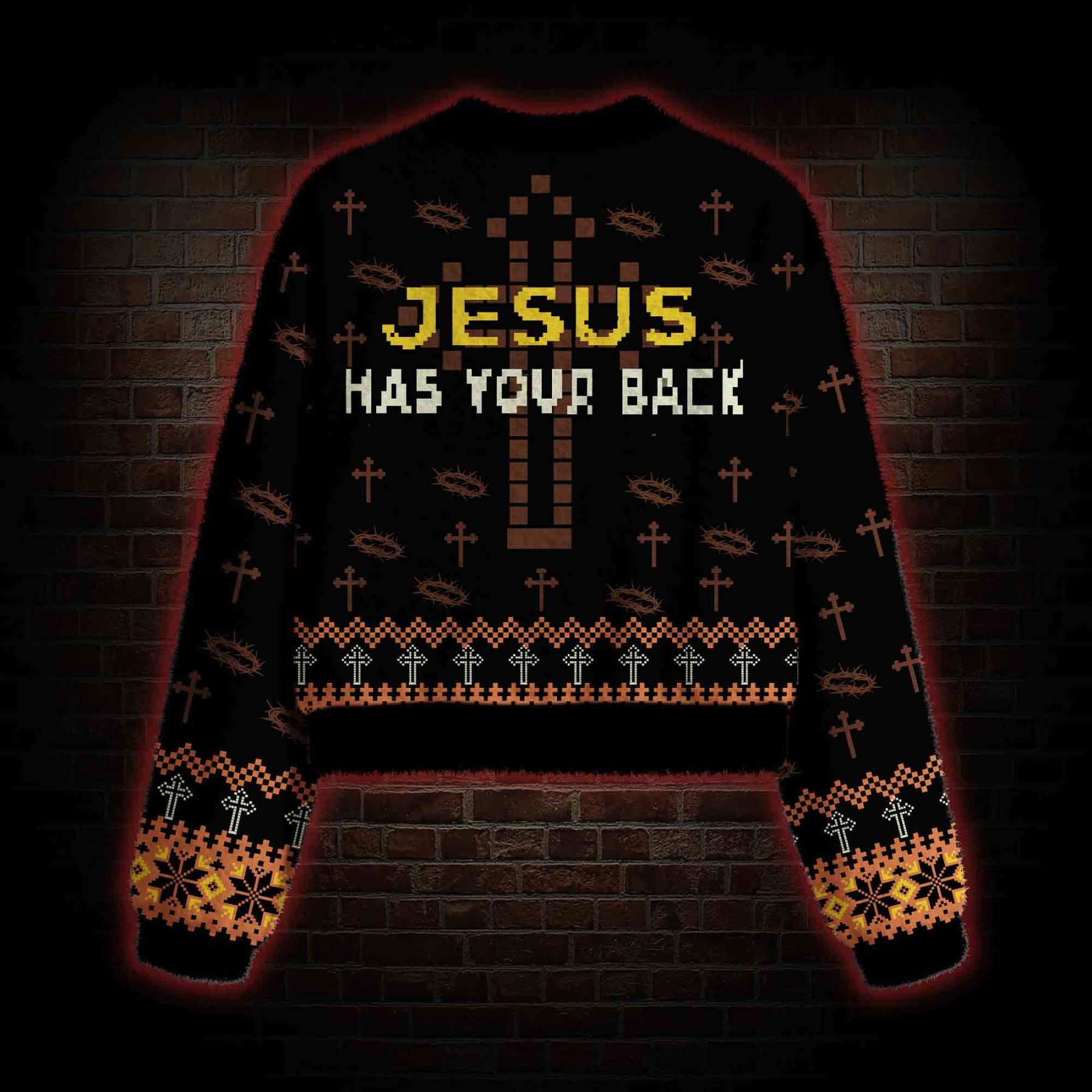 Jesus has Your Back Women's Cropped Ugly Sweatshirt