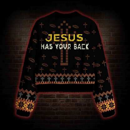 Jesus has Your Back Women's Cropped Ugly Sweatshirt