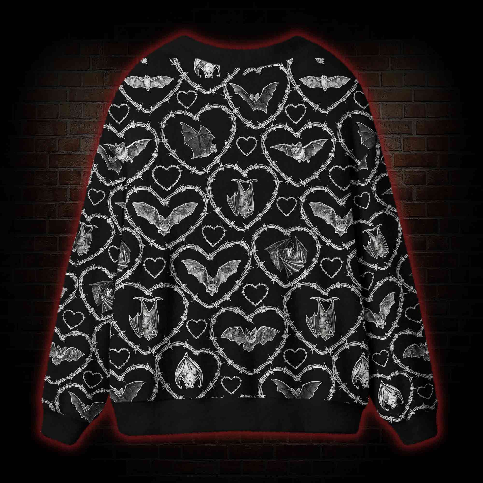 Gothic Bat Barbed Hearts Cardigan Sweater
