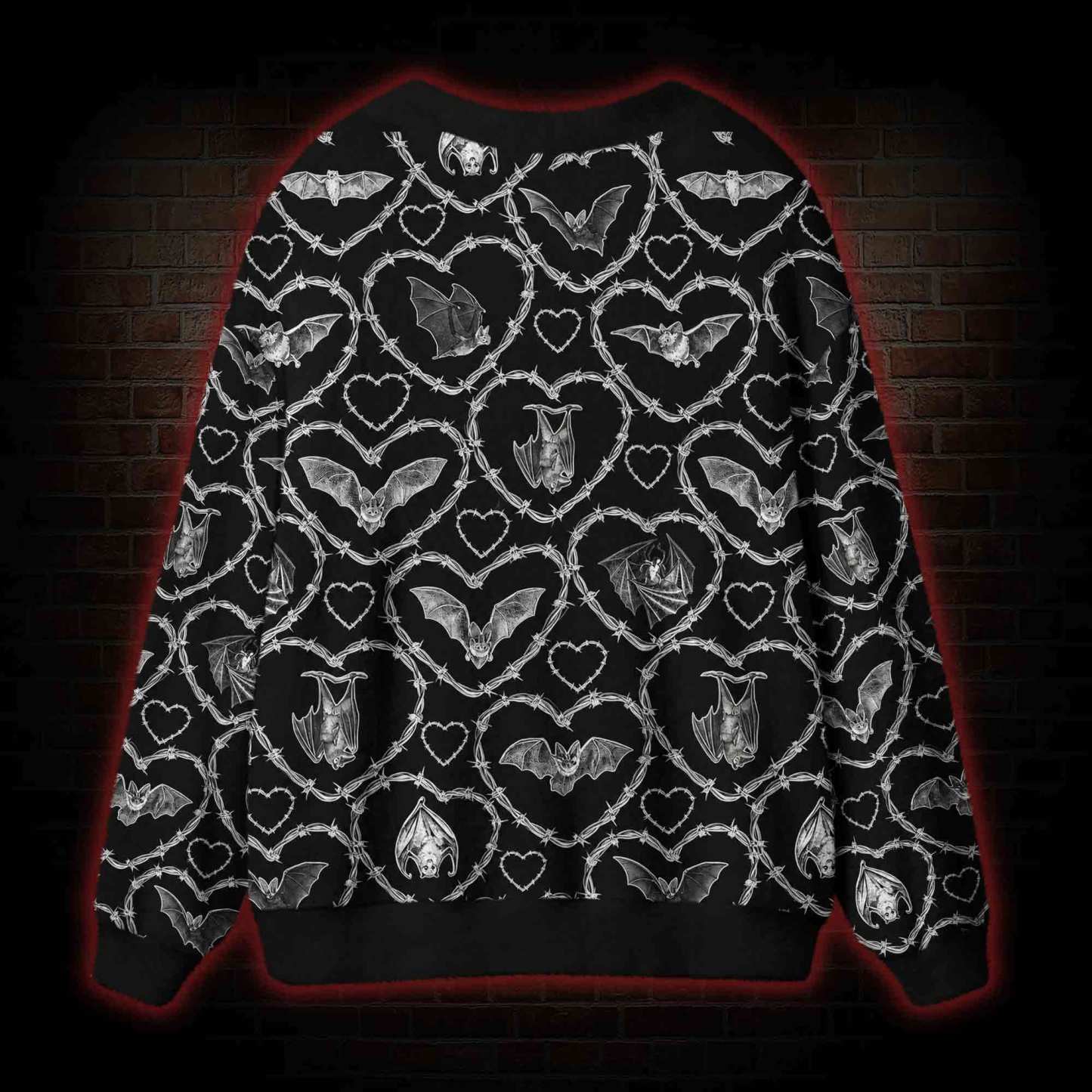 Gothic Bat Barbed Hearts Cardigan Sweater
