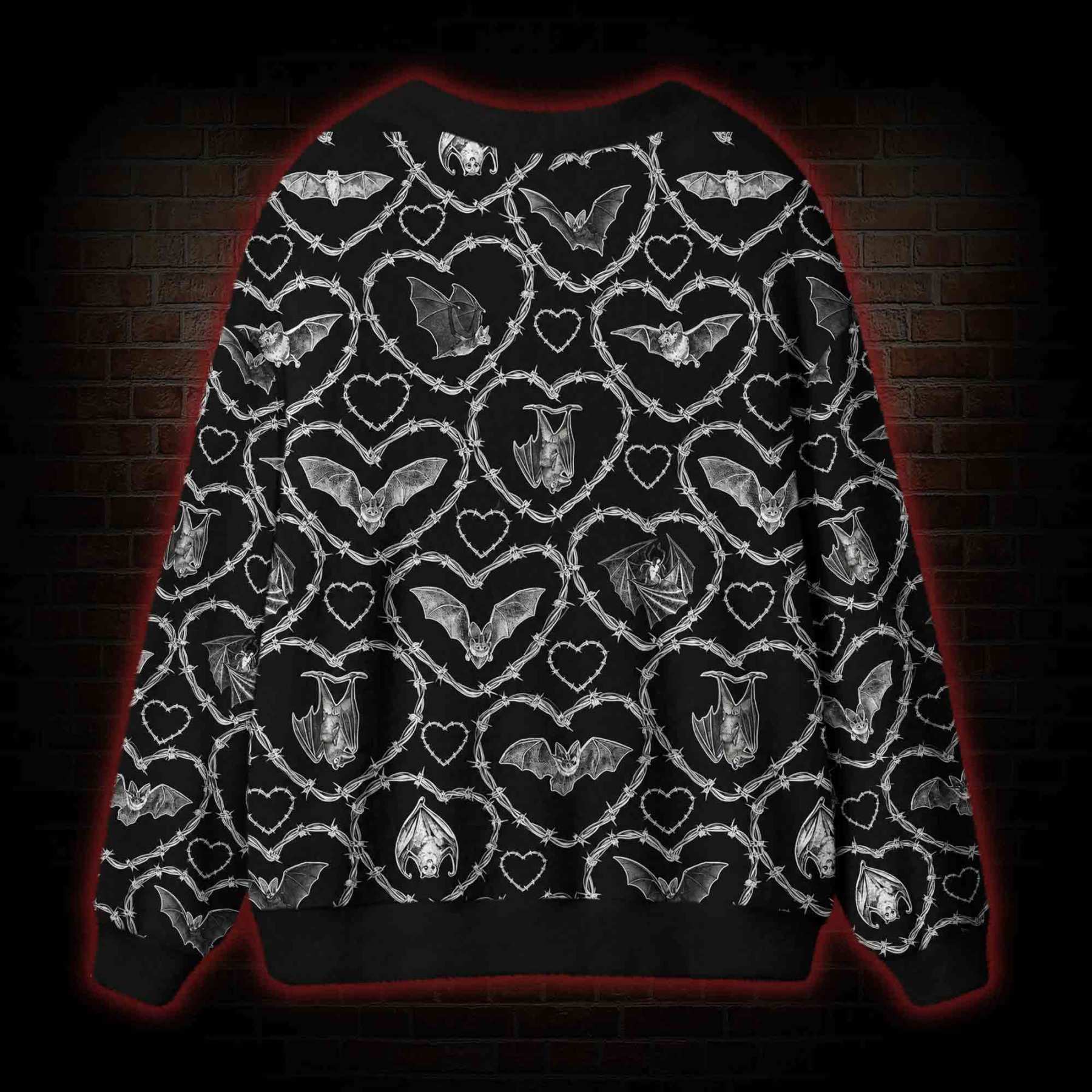 Gothic Bat Barbed Hearts Cardigan Sweater