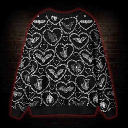 Gothic Bat Barbed Hearts Cardigan Sweater