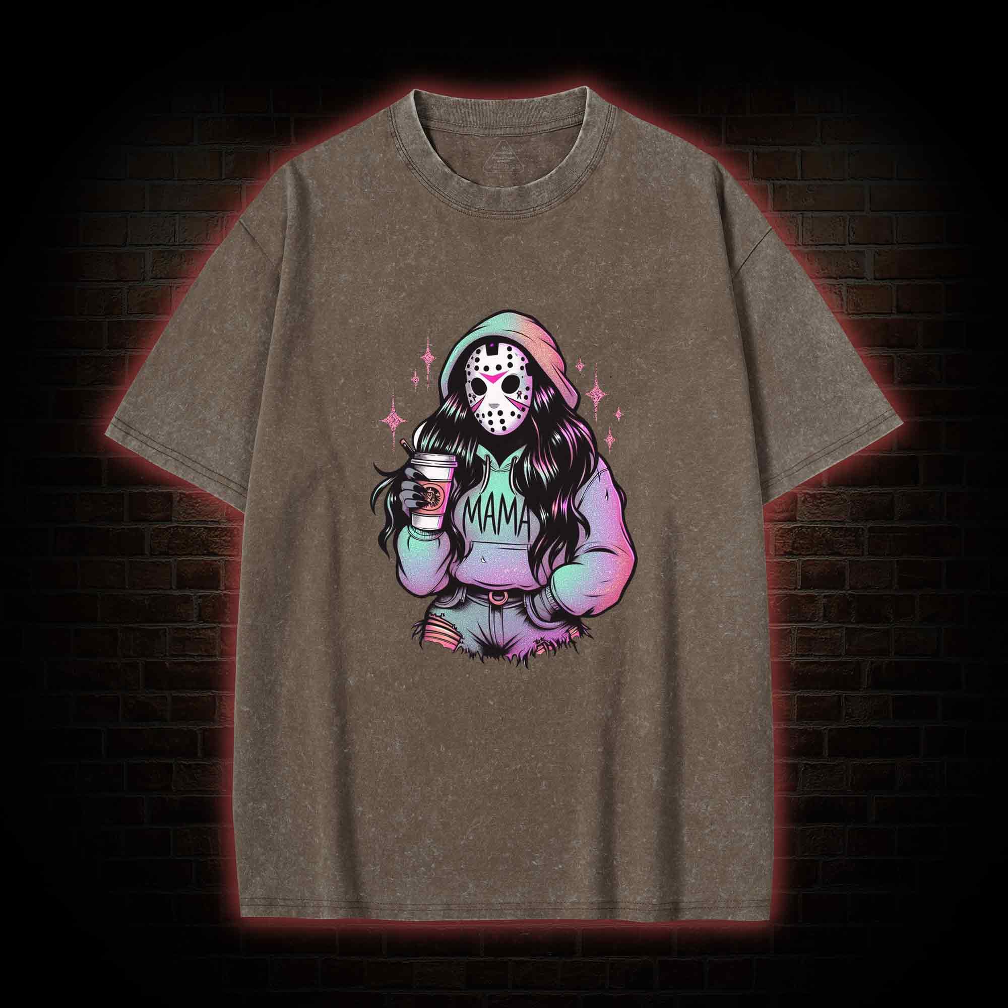 Halloween Horror Mama Washed T-shirt