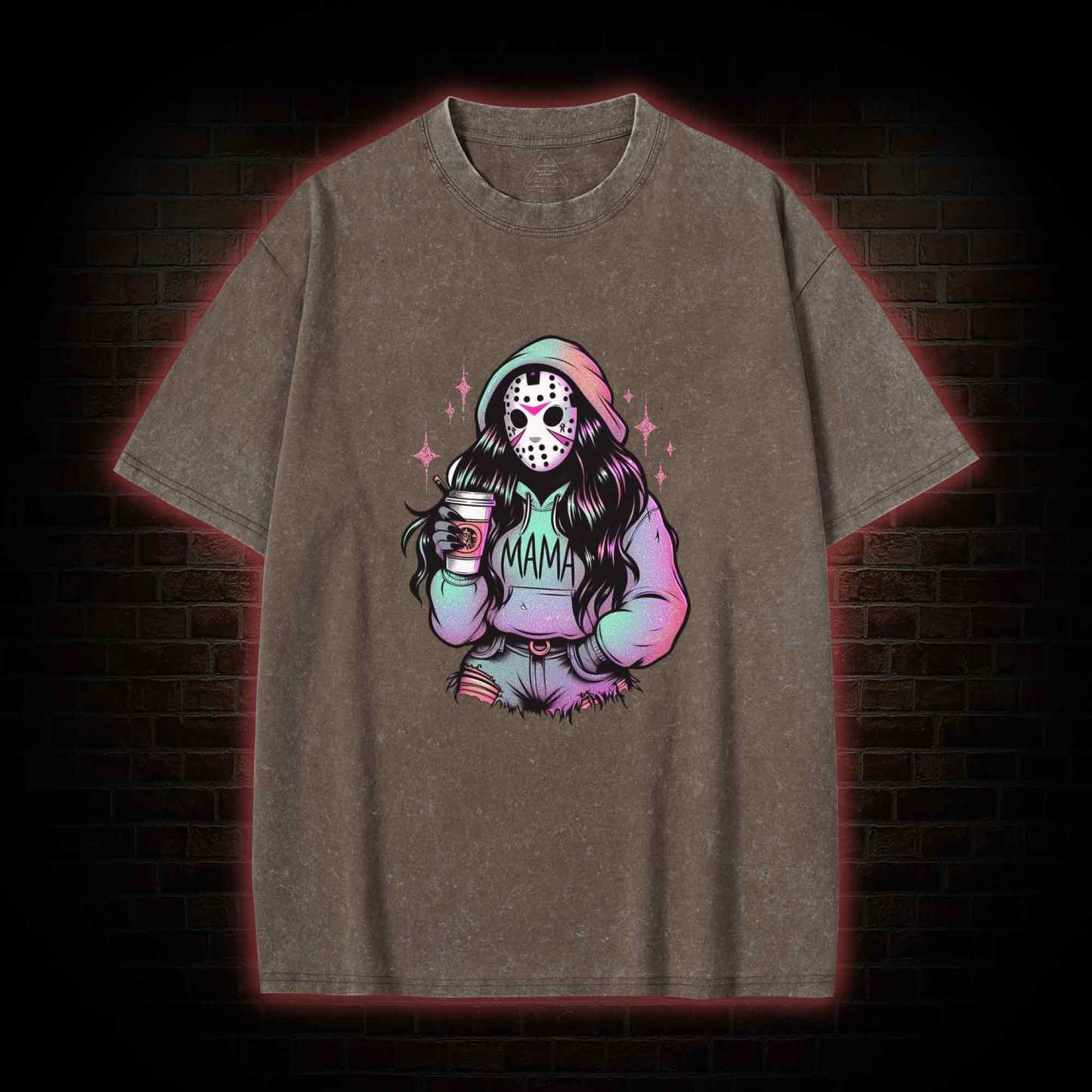 Halloween Horror Mama Washed T-shirt