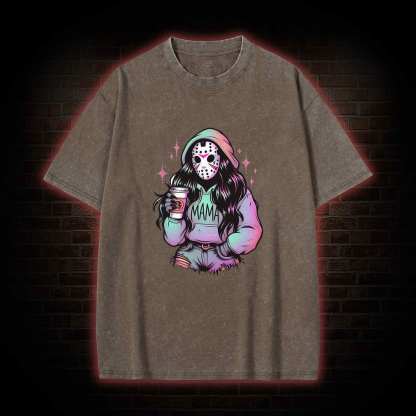 Halloween Horror Mama Washed T-shirt