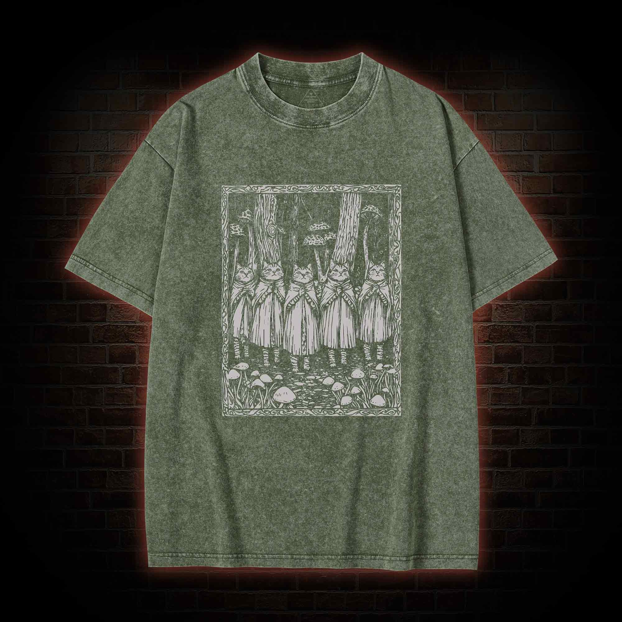 Coven of the Forest Cats Washed T-shirt