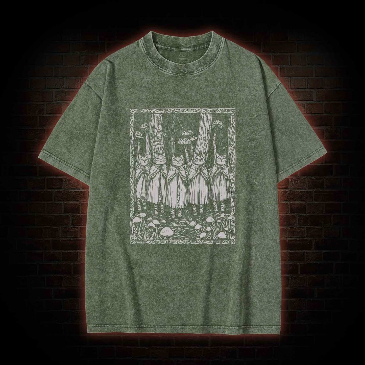 Coven of the Forest Cats Washed T-shirt