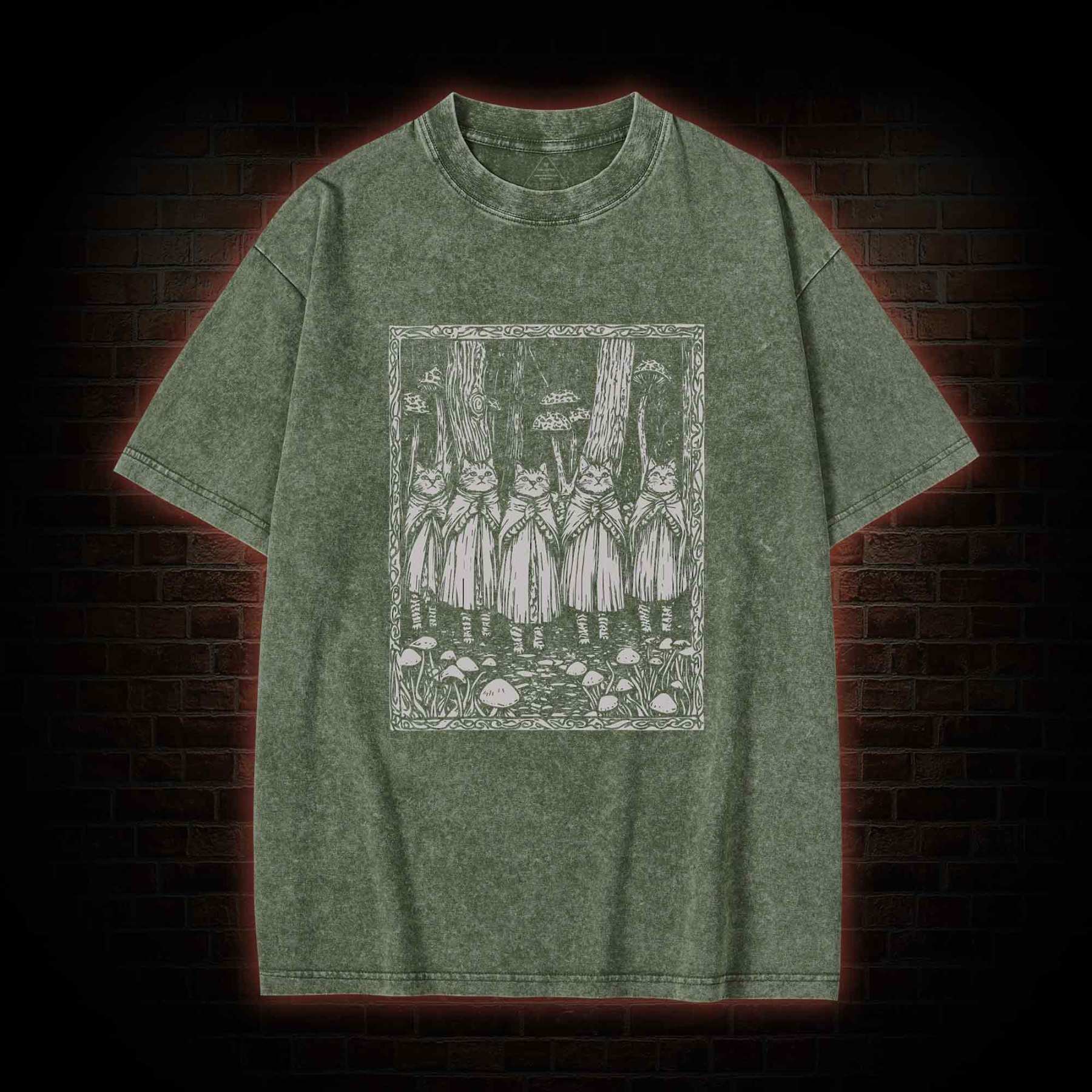 Coven of the Forest Cats Washed T-shirt