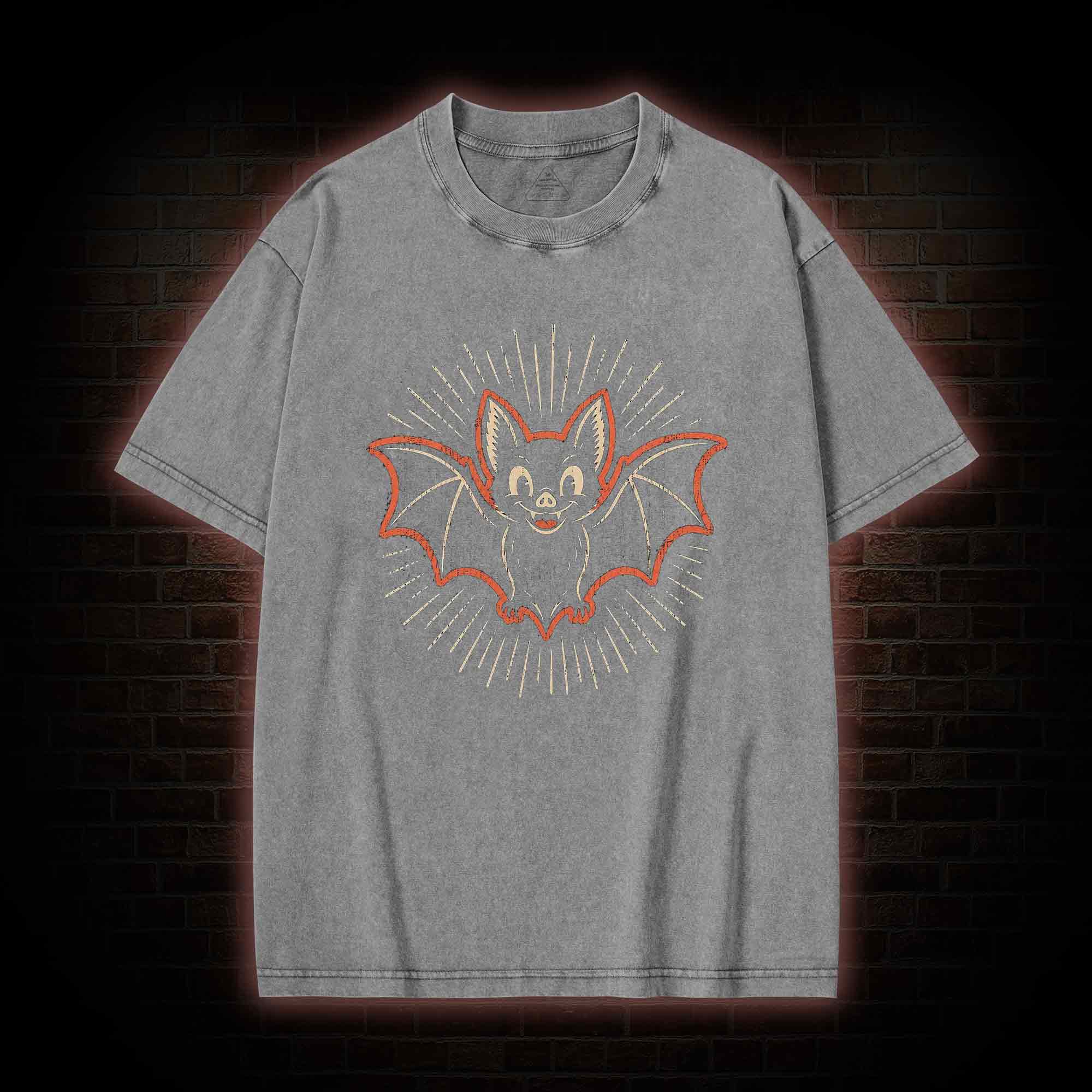 Vintage Cartoon Spooky Bat Washed T-shirt