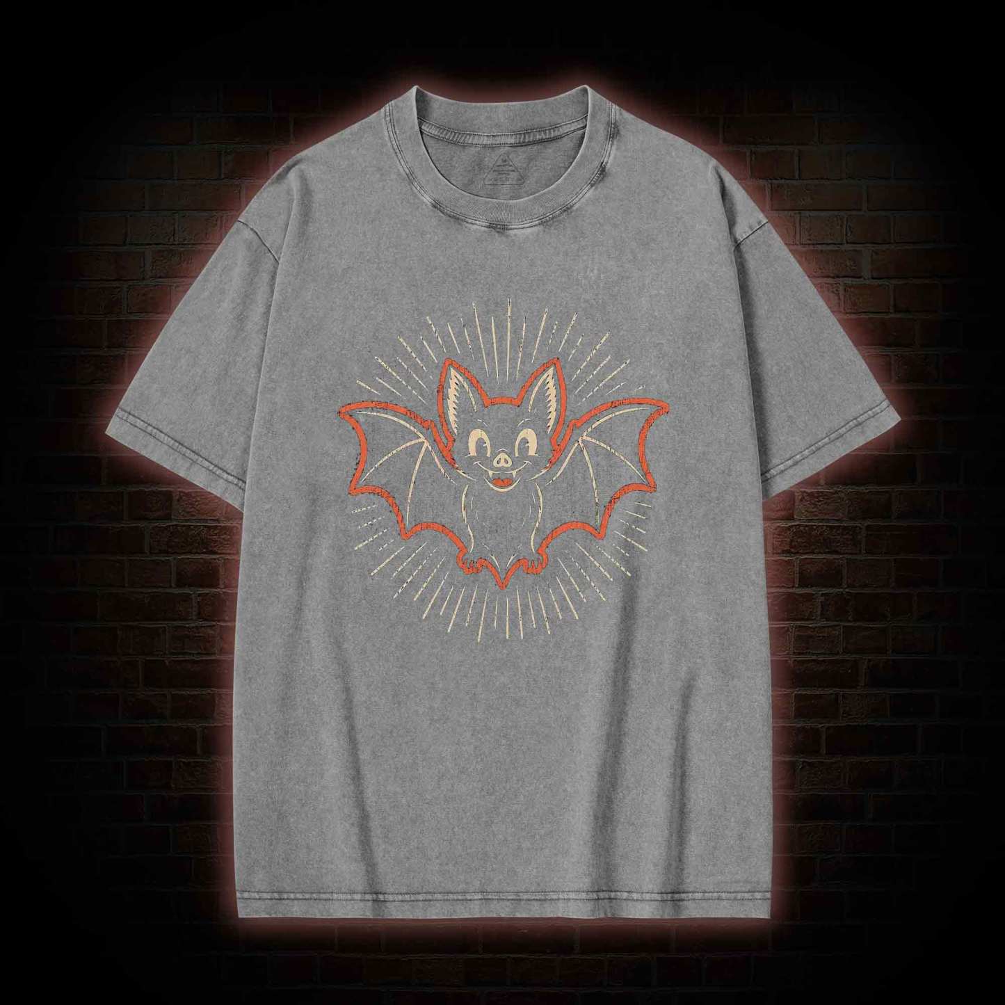 Vintage Cartoon Spooky Bat Washed T-shirt