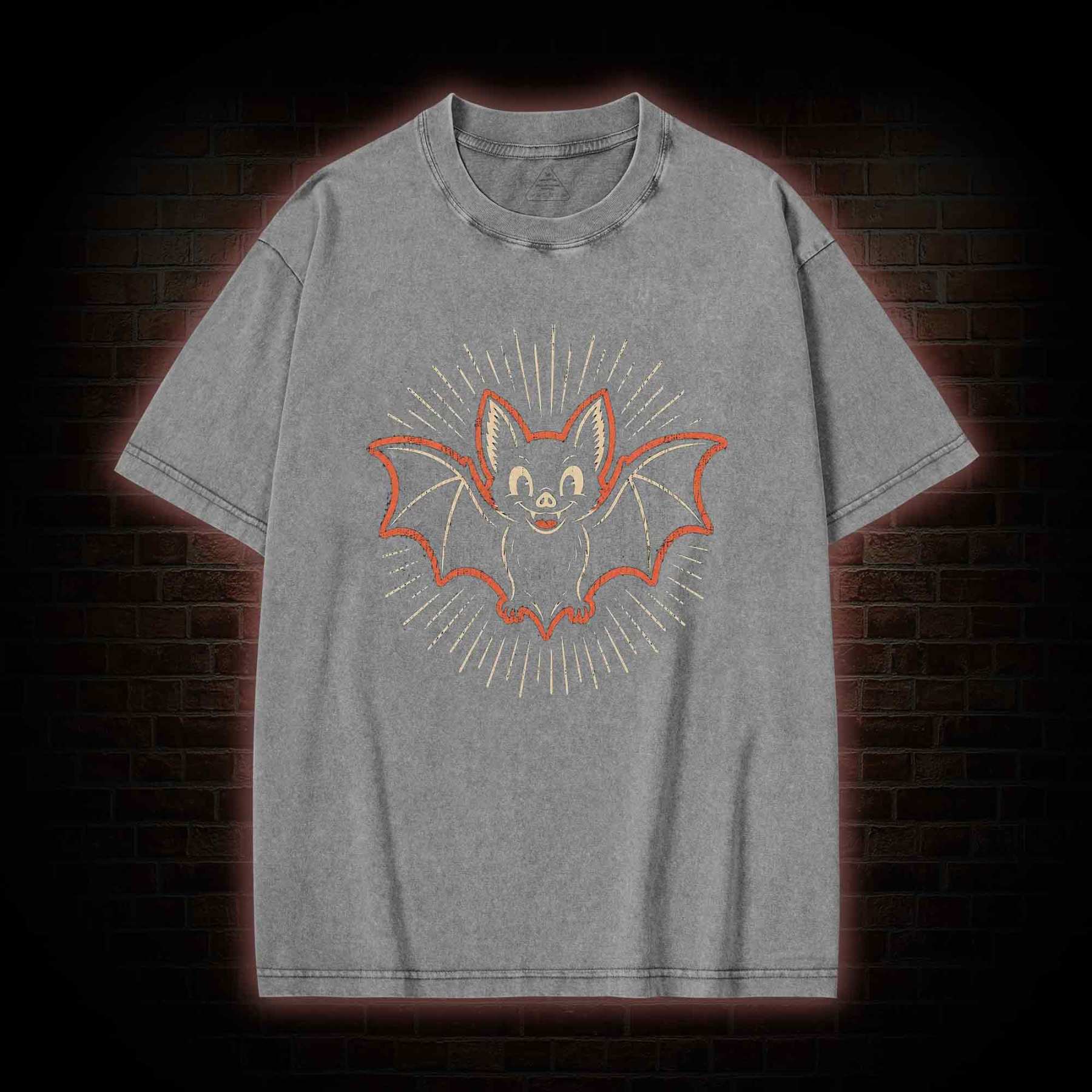 Vintage Cartoon Spooky Bat Washed T-shirt