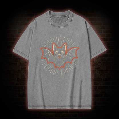 Vintage Cartoon Spooky Bat Washed T-shirt