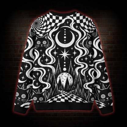 Hypnotic Eyes Psychedelic Black Cat Ugly Sweatshirts