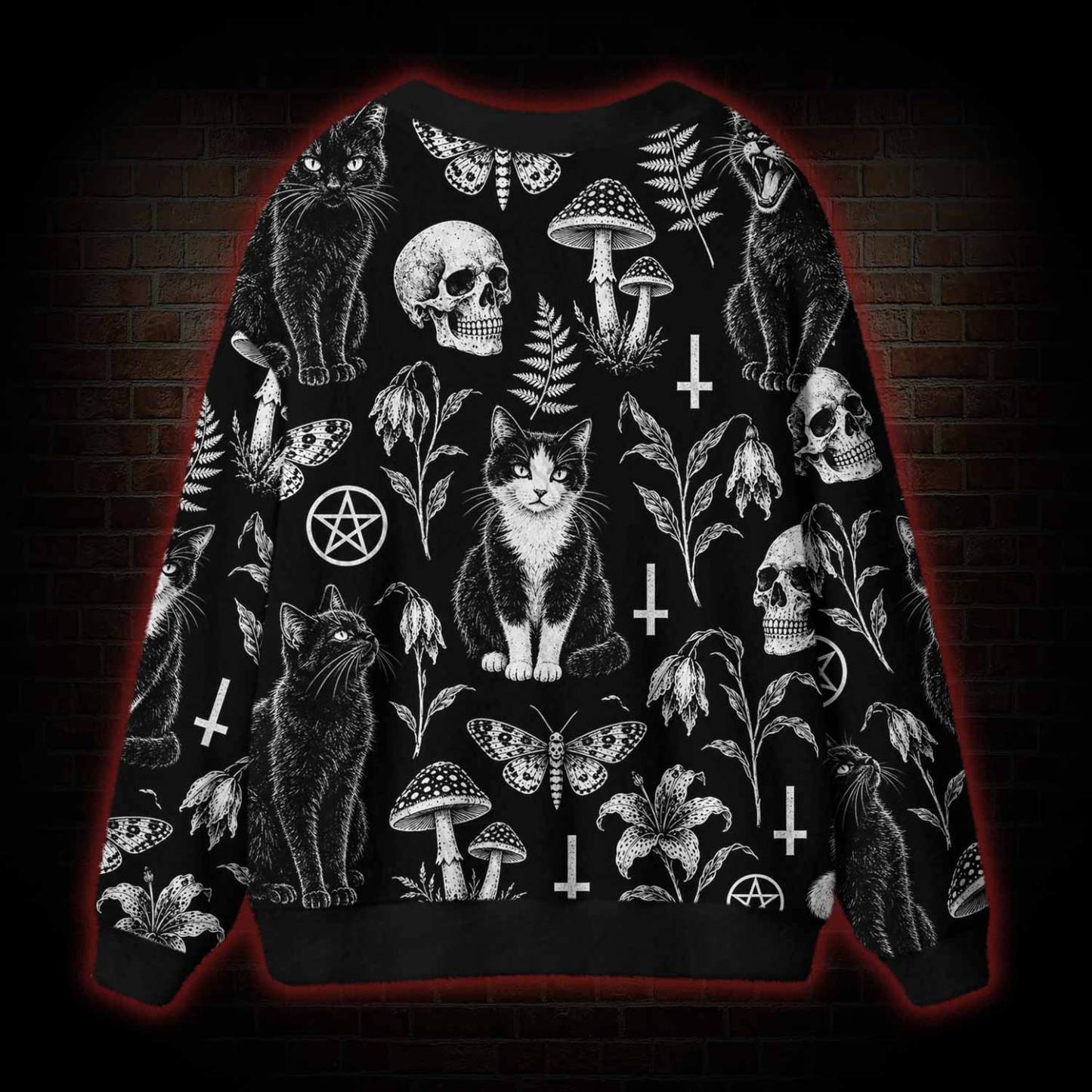 Witchy Black Cat Cardigan Sweater