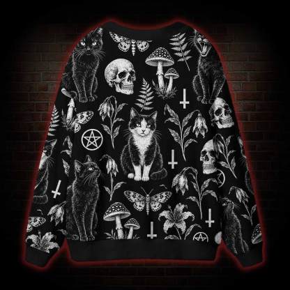 Witchy Black Cat Cardigan Sweater
