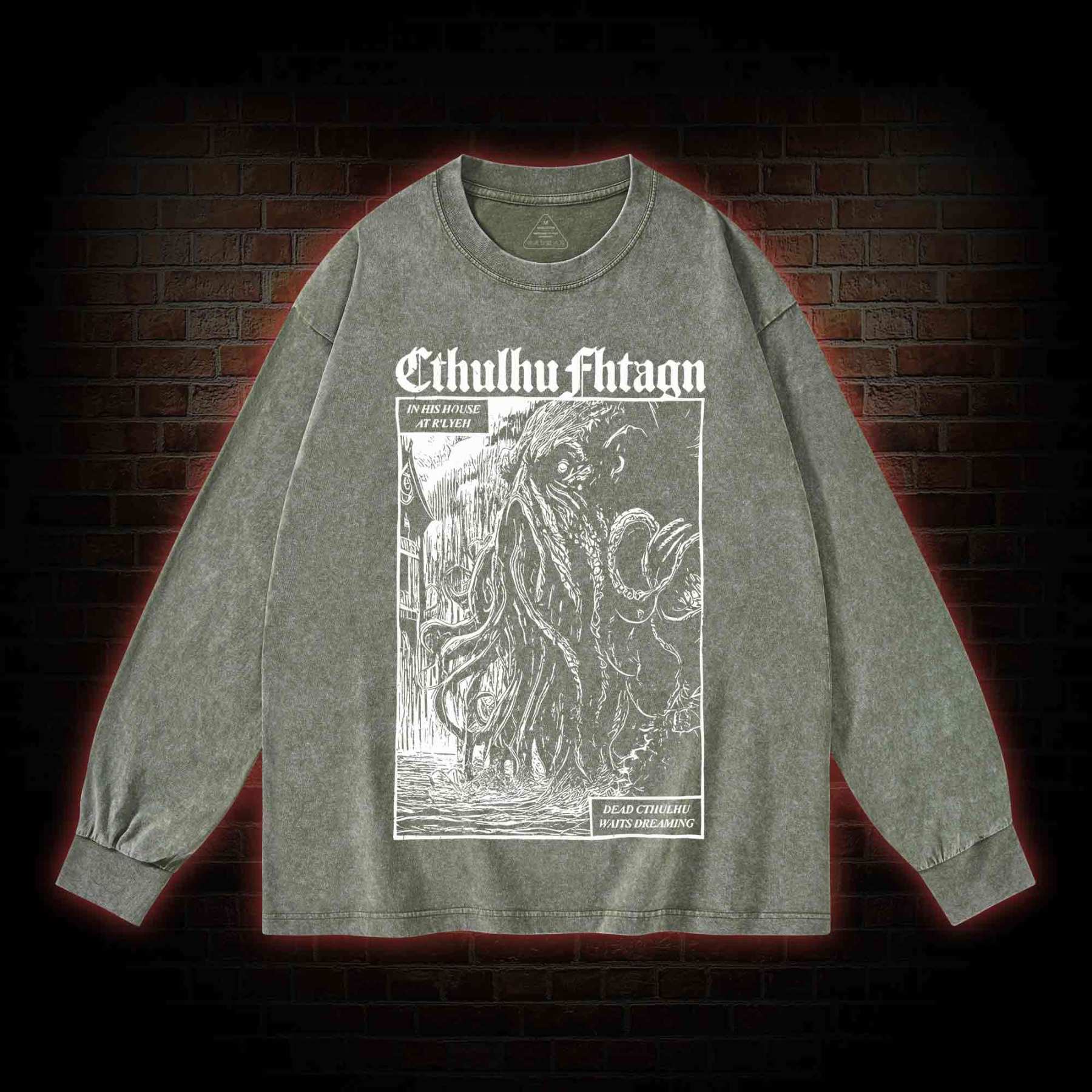Cthulhu Fhtagn Washed Long-Sleeve T-shirt