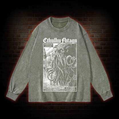 Cthulhu Fhtagn Washed Long-Sleeve T-shirt