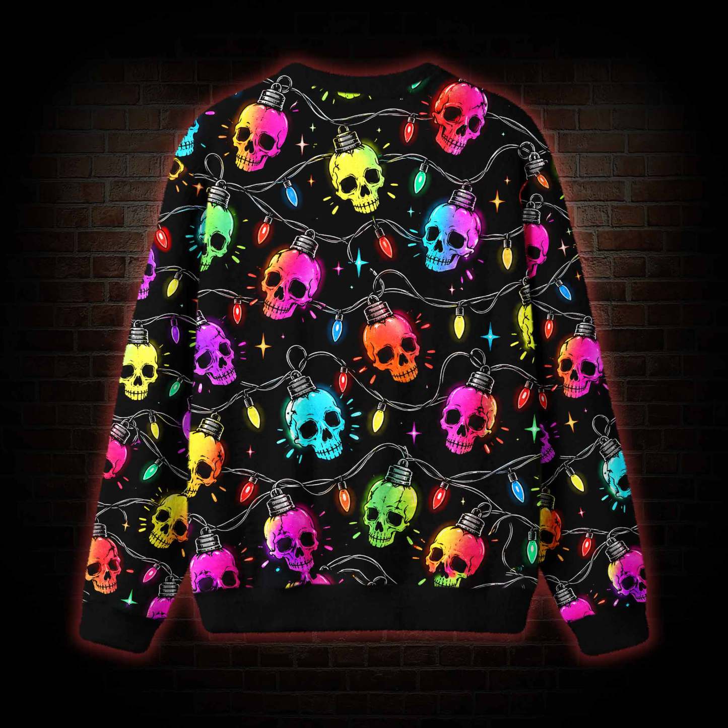Skull Christmas String Light Ugly Sweatshirts