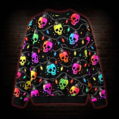 Skull Christmas String Light Ugly Sweatshirts
